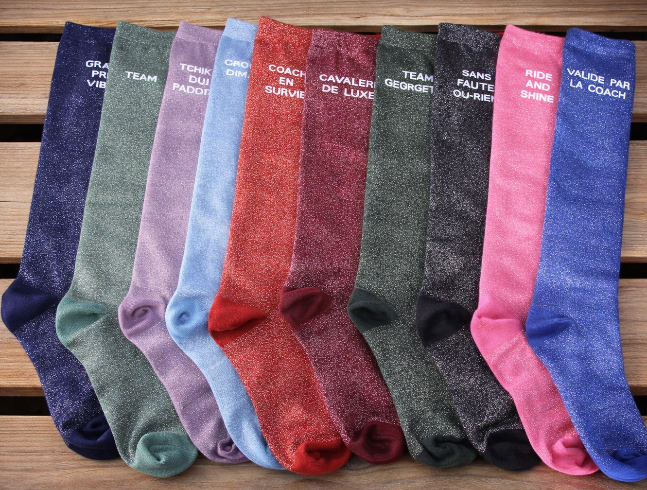 Chaussettes pailletées à message – Confort renforcé (36-41)